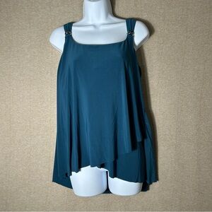 Miraclesuit Dazzle Swim Tankini Womens 14‎ Green Underwire Wrap Resort Beach